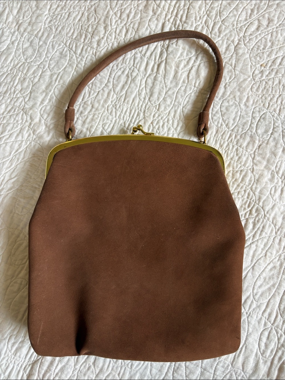VINTAGE JANA ITALY kiss-lock brown handbag